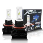 Alla Lighting 6000lm DIY 3 Colors White Gold Ice Blue X3 Version Xtremely Super Bright High Power ZES Chips Mini H13 9008 Hi/Lo LED Headlight Bulbs Conversion Kits –2 Year Warranty