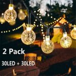 Solar Globe String Lights 30 LED 19.8ft Outdoor Crystal Ball Christmas Decoration Light Waterproof Solar Patio Lights Decorative for Xmas Tree Garden Home Lawn Wedding Party Holiday (2PACK-Warm White)
