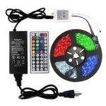 WenTop 32.8ft(10M) Led light Strip Kit 24V UL Listed Power Supply 5050 RGB 300LEDs Color Changing Non-waterproof Led Tape Lights with 44key Remote and for Cabinet, Ceiling, PC and Room Lighting