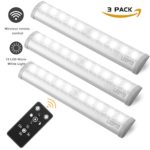 LDOPTO Wireless Remote Control LED light Battery Operated (3 Pack), Dimmable LED Kitchen Under Cabinet Lighting Portable Closet Lights, Stick Anywhere Stair Lights, Safe Lights for Hallway Bedroom