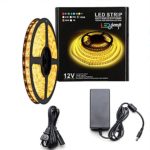 LEDJump Under Kitchen Cabinets Bright LED Lights Lighting Dimmable 12V Volts, 3M Adhesive Tape, 16FT/5Meters Include Power Supply (High Power Warm White 2500K-2700K + 60 Watt Power)