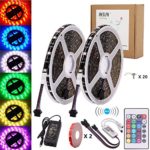 RGB LED Strip Light, BEILAI Wifi Wireless Smart Phone Controlled waterproof black PCB Light Strip Kit 5050 32.8ft 10M 12V LED Light Flexible Neon Tape with 24Key Remote, for Android,IOS System,Alexa