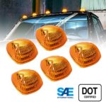OLS 5pc Amber LED Cab Lights [DOT/SAE Certified] [12 LED] [Waterproof] [Heavy Duty] LED Roof Top Marker Clearance Running Lights – (Universal Fit or Replacement for 94-98 Dodge Ram)