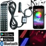 Car Led Strip Lights by Autokraze | 4 Piece Underdash Music Strips | RGB Interior Light Kit w Easy to Install App from Iphone or Android Devices | Durable Multi-Color Neon Glow Leds