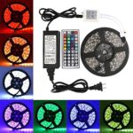 SJP Light 5050 RGB LED Flexible Strip Light DC 12V Kit 5M 300 LEDs 5050 SMD IP65 Waterproof Color Changing LED Rope Light Strips With 12V 6A Power Adapter & 44Key IR Remote Controller