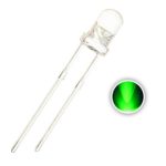 Chanzon 100 pcs 3mm Green LED Diode Lights (Clear Round Transparent DC 3V 20mA) Bright Lighting Bulb Lamps Electronics Components Light Emitting Diodes