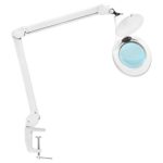 Ultra Bright 56 LED Illuminated Desktop Magnifier Lamp Light with Clamp – 5 Diopter 5″ Lens – White (FCM-820LEDA)