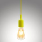 UL-listed Single Socket Pendant Light Fixture (Multi-color Options), Textile Insulating Lamp Cord, Silicon E26/E27 Lamp Holder for Home, Commercial, Counter, Pub, Accent & Decorative Lighting, Yellow