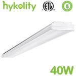 Hykolity 4FT LED Low Profile Commercial Wraparound Shop Light 40W 4400 Lumens Linear Flushmount Garage Office Ceiling Lamp 5000K Daylight White ETL Listed