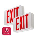 LFI Lights – 2 Pack – UL Certified – Hardwired Red LED Exit Sign, Modern Design – Battery Backup – Emergency Fire Safety – UL924 – LEDRBBJRx2