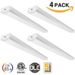 (4 Pack)4ft Linkable LED Garage Shop Light Wraparound Flush Mount Ceiling Light,400W Equiv. 40W Super Bright 4400lm, Cool White 4000K 85 CRI for Laundry Rooms, Hallways, Offices, Workbenches, Basement