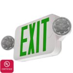 LFI Lights – UL Certified – Hardwired Green Compact Combo Exit Sign Emergency Light – High Output- COMBOGJR2