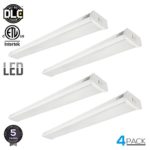 LEONLITE 40W 4ft LED Wraparound Garage Shop Light Flush Mount Ceiling Light, 100W Equiv. Ultra Bright 4000lm, Daylight 5000K for Laundry Rooms, Hallways, Offices, Workbenches, Pack of 4