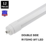 JESLED 360 degree T8 T10 T12 8ft 52w R17D/HO base, led outdoor tubes for double sided signs 6000K Cool White Frosted Cover (12-Pack)