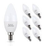 E12 LED Bulb 60Watts, Ambimall 6 Watt Led Candelabra Bulbs Daylight White 5000K 600Lumens B11 Chandelier Light Bulbs Non-Dimmable for Ceiling Fan(6 Pack)