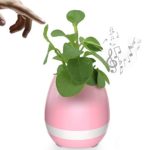 weget Music Flower pot Smart Multi-color LED Light Bluetooth Wireless Speaker Touch Piano Music Playing Rechargeable for Office Home Decor (whitout Plants) (pink)
