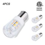 Jomitop 4 Pack BA15S S8 Bayonet Base LED Bulb Non-Dimmable 2W Waterproof CRI80 AC 12V OR DC 12-24V For Boat, RV, Car Soft Warm White