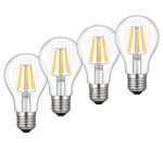 Dimmable Edison LED Bulb A19, Kohree 6W Vintage LED Filament Light Bulb, 2700K Soft White, 60W Incandescent Equivalent, E26 Medium Base Lamp for Restaurant,Home,Reading Room,Office, Pack of 4