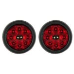 LED Tail Lights – 4″ Round Hi Visibility Stop Turn Tail Lights w/ Reverse Lights for Trucks Trailers RVs (Grommet Mount)