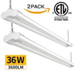 Amico 2 PACK 4ft 36W LED Utility Shop Lights, 3600lm 100W Equivalent, Double Integrated LED Fixture,ETL Ceiling Lights, Garage lights, Frosted, 2 Pack