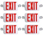 Supreme LED 6 PACK All LED Decorative Red White Exit Sign & Emergency Light Combo with Battery Backup (6 Pack)