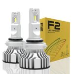 Alla Lighting D-CR F2 Newest Version 9000 Lumens Extremely Super Bright Cool White High Power SUPER Mini Low Beam LED Headlight Bulb All-in-One Conversion Kits Headlamps Bulbs Lamps (9006 / HB4)