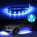 LinkStyle 6-pack Car LED Strip Lights Kit 15 LEDs Car Motorcycle Flexible Strip Light Bar, 30CM 3528 SMD Under Car Tube Underglow Underbody Lights for Car Grill Motor Boat Marine Trailer- Blue