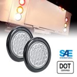 OLS 2pc 4″ Round LED Trailer Tail Lights – 24 White LED Reverse Back up Trailer Lights for RV Jeep Trucks (DOT Certified, Grommet & Plug)