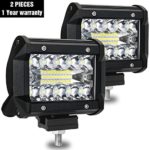 AMBOTHER LED Pods 4” Light Bar Spot Flood Combo Beam Off Load Work Light 120W Triple ROW LED Cubes Driving Fog Lamps Waterproof For Pickup Trucks Jeep ATV UTV SUV Boat Marine,1 Year Warranty,2Pieces