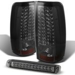 03-06 Chevy Silverado 04-06 GMC Sierra Pickup Smoked LED Tail Lights + Smoke LED 3rd Brake Light