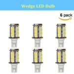 Makergroup T5 T10 Wedge Base LED Light Bulbs High Brightness 12VAC/DC 3Watt Cool White 6000K for Outdoor Landscape Lighting Deck Stair Step Path Lights and Automotive RV Travel Tailer Lights 6-Pack