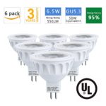 MR16 LED Bulbs, 50W Halogen Bulb Equivalent, AC/DC 12V, 6.5W 550lm,3000K Warm White, 40° Beam Angle Spotlight, MR16 LED Light Bulbs, GU5.3, UL Listed, Non-Dimmable, 6-Pack by LEDMEI (3000K)
