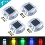 YUELGUANG Solar Dock Light- Set of 4- LED Deck Light Solar Powered Path Road Dock Lights Outdoor Warning Step Lamps for Driveway Garden Deck Walkway Backyard Fence Patio(4 Pack,Blue)