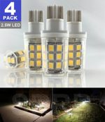SRRB Direct 2.5W LED Replacement Landscape Pathway Light Bulb 12V AC/DC Wedge Base T5 T10 for Malibu Paradise Moonrays and more (4 Pack, Warm White)