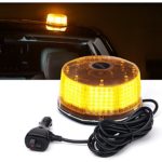 Xprite Sunbeam Series Amber/Yellow Emergency Caution Warning Rotating Revolving Strobe Beacon Light, with Magnetic Mount, 14 Modes 16W 240 LED for 12v Vehicle Truck Snow Plow