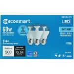 EcoSmart 60W Equivalent Daylight Dimmable Clear LED Light Bulbs Medium Base G16.5 (3-Pack)
