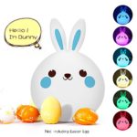 Toddler Night Light, Cute Easter Bunny Rabbit Stand Lamp, Soft Silicone Squeeze Toy, 6-Color Changing Light w’ Touch Sensor, Funny Nighttime Buddy for Your Lovers, Little Kids