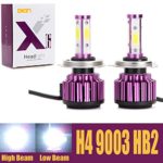 H4 9003 HB2 LED Headlight Bulbs 20000LM 200W 6000K Cool White High Low Dual Beam 360 Degree 4 Side COB Chips Super Bright All-in-One Auto Headlamps Conversion Kit Plug & Play – 2 Yr Warranty