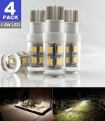SRRB Direct 1.5W LED Replacement Landscape Pathway Light Bulb 12V AC/DC Wedge Base T5 T10 for Malibu Paradise Moonrays and more (4 Pack, Warm White)