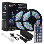Richsing LED Strip Lights 32.8ft Waterproof Flexible Rope Lights RGB SMD2835 600LEDs 2-Pack With 12V Power Adapter 44Key Remote For Home Garden Party Outdoor