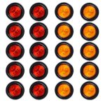 20X (10 RED + 10 AMBER) 4-LED 2.5″ Round Brake Running Tail Lights Turn Signal Side Marker Lamps