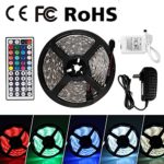 Z LED Strip Lights Waterproof Tape Lights Dimmable LED Lights Kit 32.8ft DC 12V 150 Units 5050 RGB LED TV Backlight Strip with 44 Key Remote Controller and Power Adapter for Home, Kitchen,Decoration