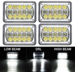 COWONE 4Pcs 60W Cree Brightest 4X6″ inch Chrome Rectangular LED Headlights Replacement for H4651 H4652 H4656 H4666 H4668 H6545 Kenworth T800 T400 T600 Peterbilt 357 378 379 FREIGHTLINER 112 120