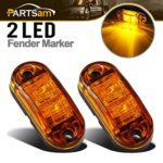 Partsam 2x Trailer Truck Surface Mount LED Oval 2.5″ Amber Side Marker Lamp Bulb 2 Diodes, Boat Marine LED Courtesy Lights, 2.5 Inch Trailer led clearance and side marker lights