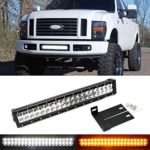 iJDMTOY Complete 20″ 120W High Power Dual Color (White and Amber) LED Light Bar w/ Lower Bumper Grille Mounting Brackets, Wiring Harness For 2008-2010 Ford F-250 F-350 Super Duty