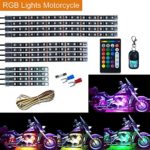 Leeleberd 12PCS Motorcycle RGB LED Strip Lights kit, Multi-Color Accent Glow Neon LED Atmosphere Lamp Strips Kit With Dual IR/RF Remote Controller For Harley Davidson Honda Suzuki Ducati Polaris KTM