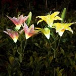 YUNLIGHTS 2pcs Solar Garden Lights Outdoor Lily Flower Solar Lights Multi-color Changing LED Solar Stake Lights for Garden Patio Backyard Decoration
