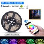sanwo LED light Strip Kit, 32.8Ft RGB 600 Leds Waterproof App Strip Lights with 24V Power Supply, Bluetooth Controller and Rope Light Fixing Clips, Supply for Indoor/Outdoor, IOS and Android