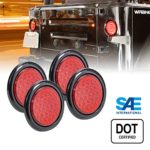 OLS 4pc 4 Inch Round LED Trailer Tail Lights – 24 RED LED Turn Stop Brake Trailer Lights for RV Jeep Trucks (DOT Certified, Grommet & Plug)
