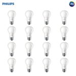 Philips LED Non-Dimmable A19 Frosted Light Bulb: 800-Lumen, 5000-Kelvin, 8-Watt (60-Watt Equivalent), E26 Base, Daylight, 16-Pack